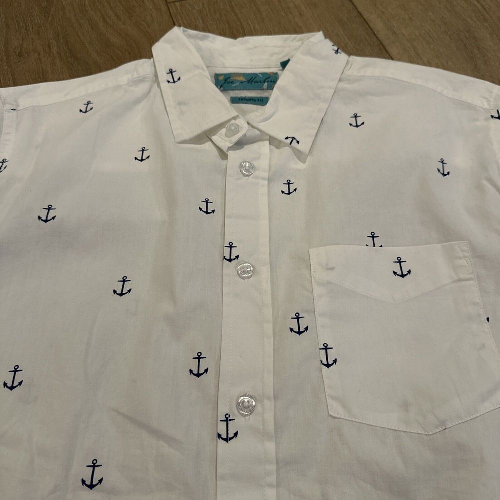 Joe Marlin's Men's Nautical‎ Short Sleeve Button Down White Anchors Large NEW